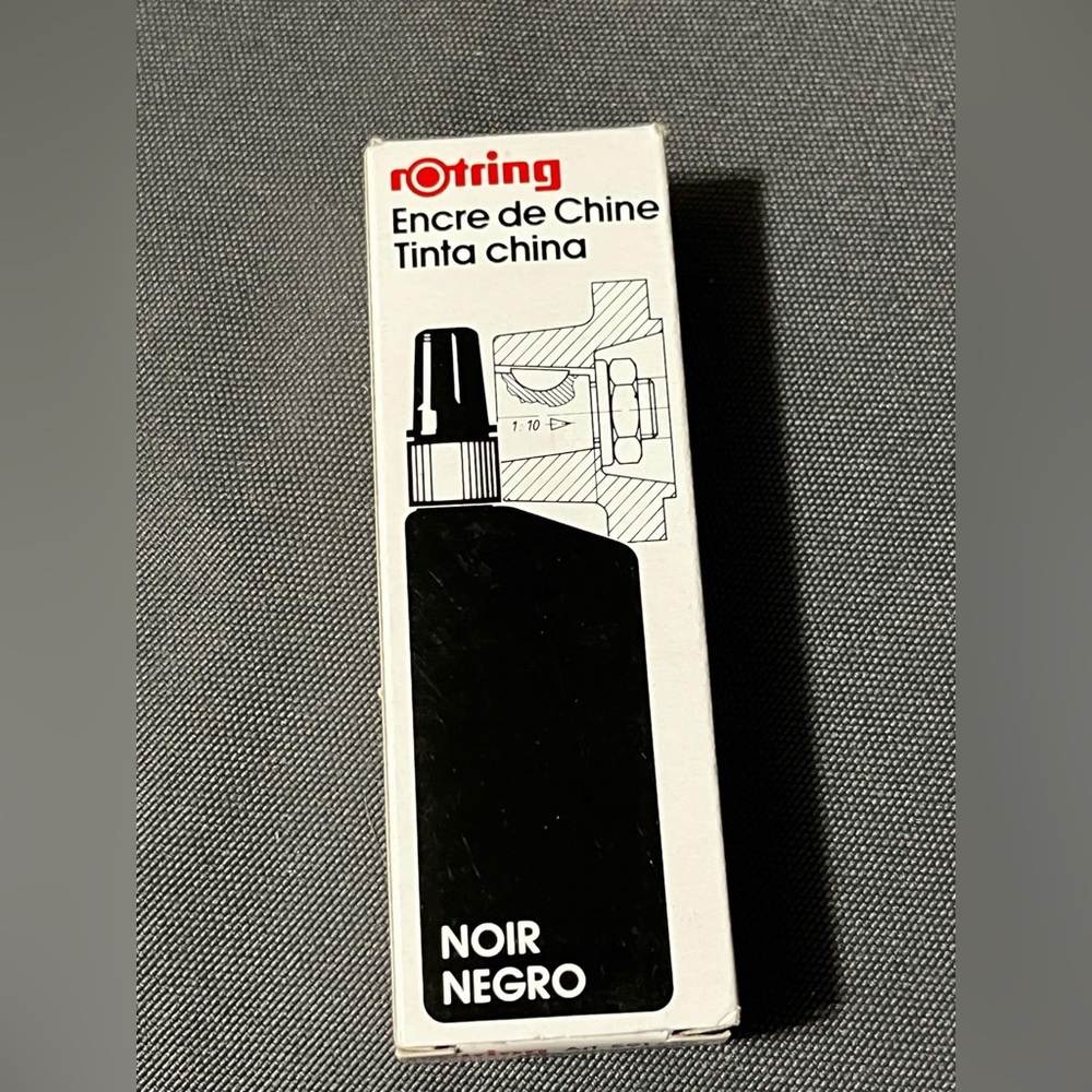 Genuine vintage Rotring Drawing Ink 23ml Black R591017 Boxed New